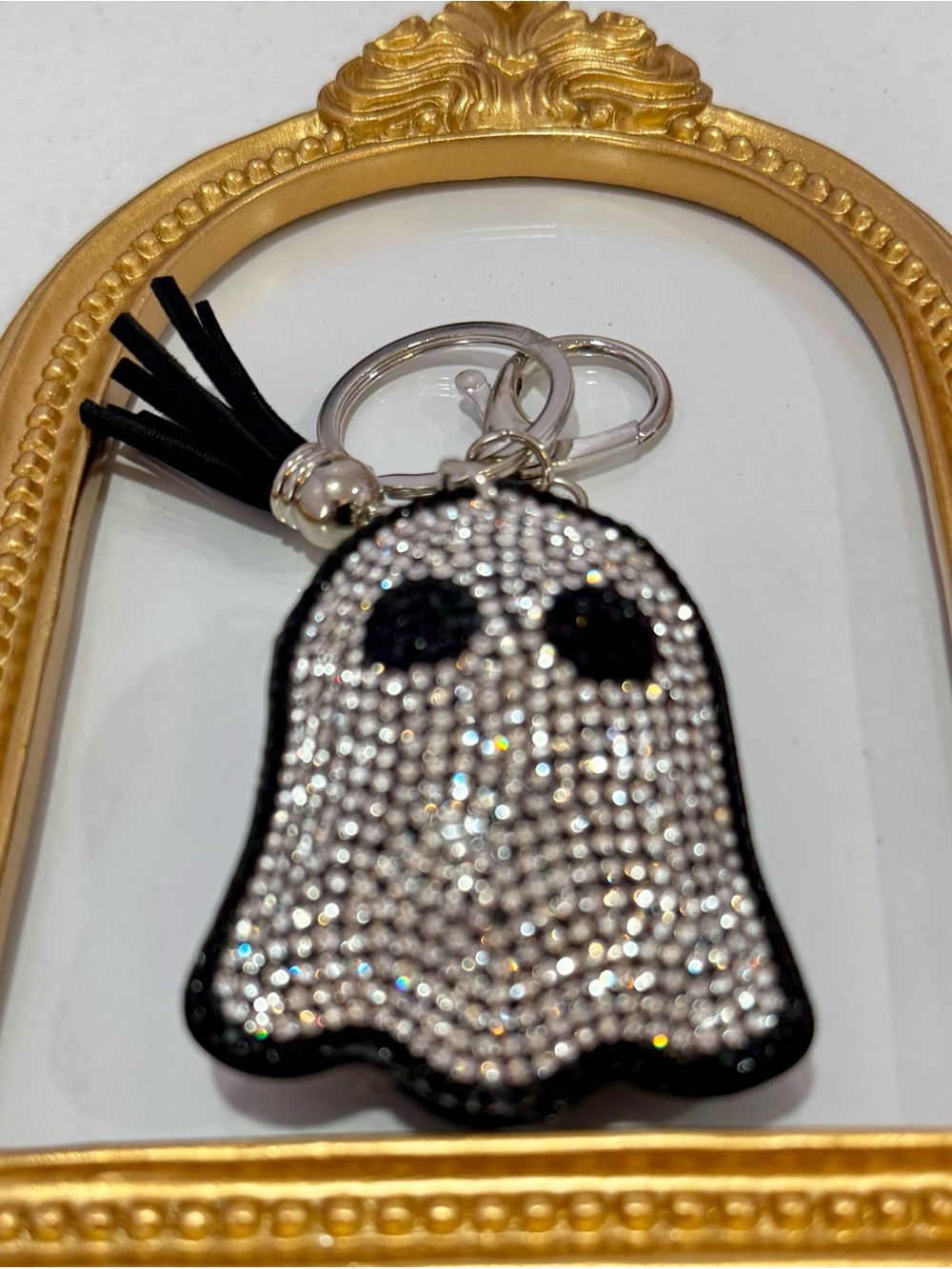 New Crystal Embellished Ghost Keychain Bag Charm